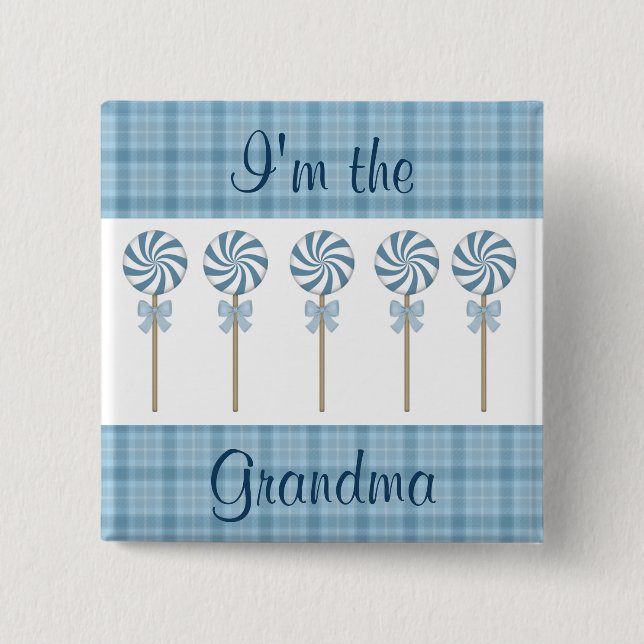 I'm the Grandma Blue 15 Cm Square Badge (Front)