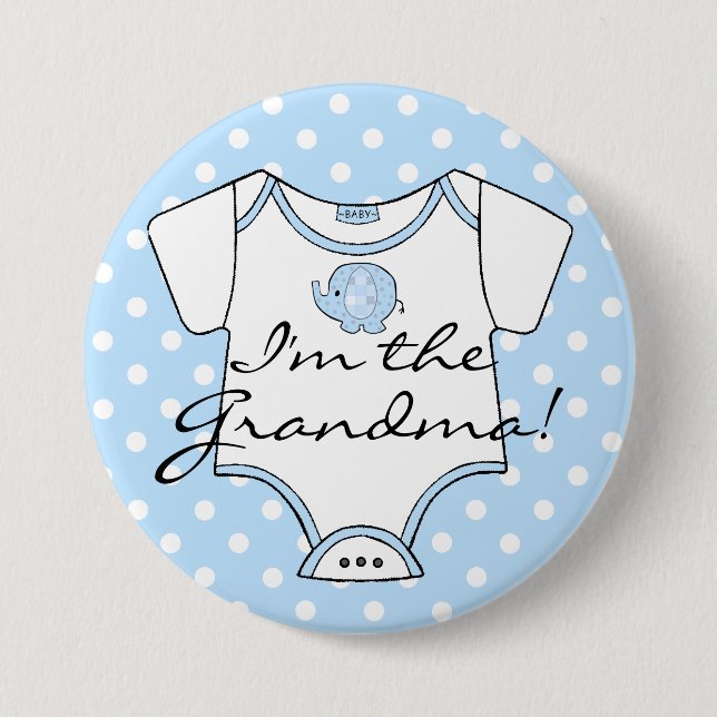 I'm The Grandma Blue Elephant 7.5 Cm Round Badge (Front)