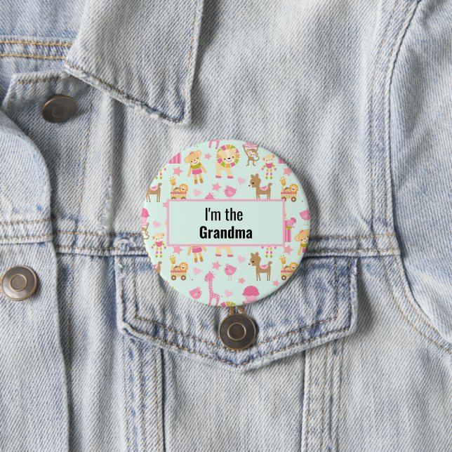 I'm the Grandma Cute Animal Pattern 7.5 Cm Round Badge (In Situ)