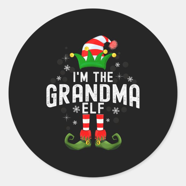 I'm The Grandma Elf Christmas Family Pjs Costume  Classic Round Sticker (Front)