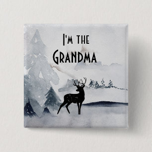 I'm the Grandma Majestic Deer Watercolor 15 Cm Square Badge