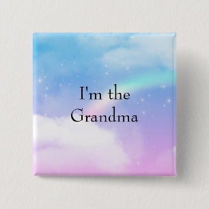 I'm the Grandma Pastel Clouds and a Rainbow 15 Cm Square Badge