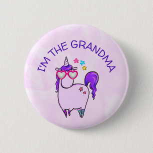 I'm the Grandma Unicorn in Heart Shaped Glasses 6 Cm Round Badge