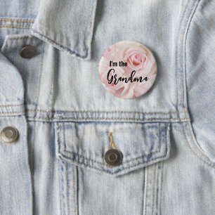 I'm the Grandma Vintage Pink Roses Elegant Bouquet 6 Cm Round Badge