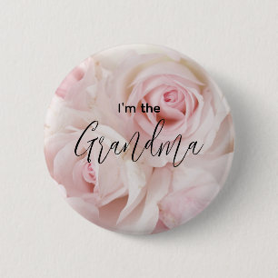 I'm the Grandma Vintage Pink Roses Elegant Bouquet 6 Cm Round Badge