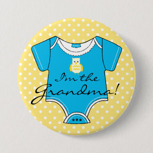 I'm The Grandma Yellow and Blue Baby Shower 7.5 Cm Round Badge