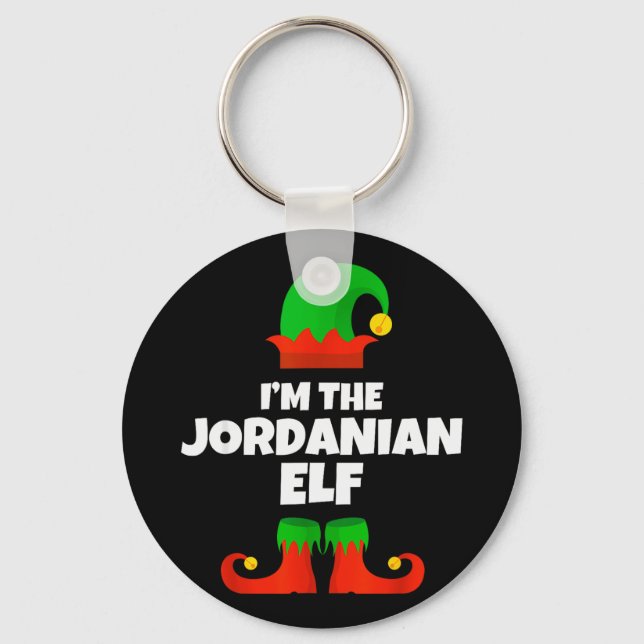 I'm The Jordanian Elf Family Pajama Christmas Funn Key Ring (Front)