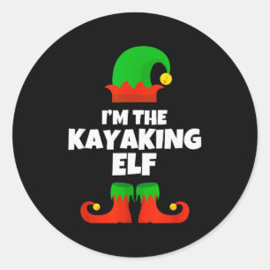 I'm The Kayaking Elf Family Pajama Christmas Kayak Classic Round Sticker