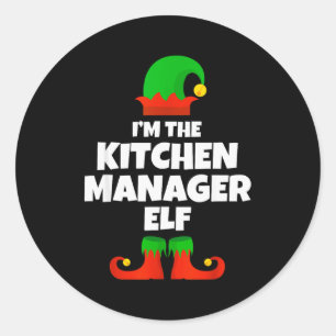 I'm The Kitchen Manager Elf Family Pajama Christma Classic Round Sticker