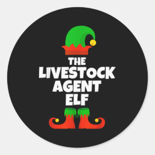 I'm The Livestock Agent Elf Family Pajama Christma Classic Round Sticker