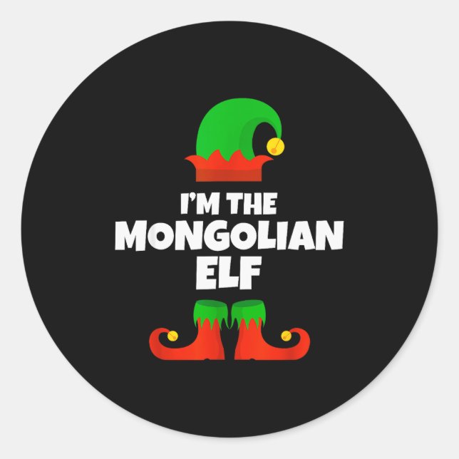 I'm The Mongolian Elf Family Pajama Christmas Funn Classic Round Sticker (Front)