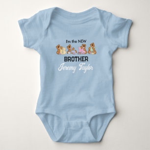 I'm the New Baby Brother Teddy Bears Word Art Baby Bodysuit