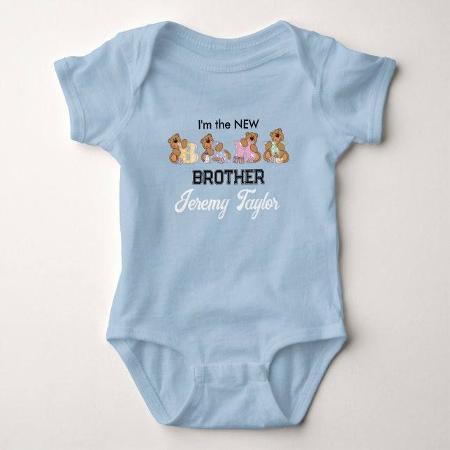 I'm the New Baby Brother | Teddy Bears | Word Art Bodysuit (Front)