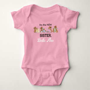 I'm the New Baby Sister Teddy Bears Word Art Baby Bodysuit