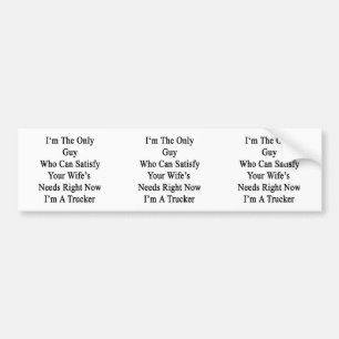 I'm The Only Guy Who Can Satisfy Your Wife's Needs Bumper Sticker