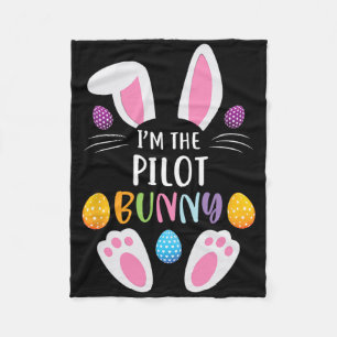 I'm The Pilot Bunny Funny Easter Day Rabbit Fleece Blanket