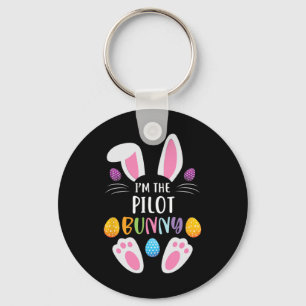 I'm The Pilot Bunny Funny Easter Day Rabbit Key Ring