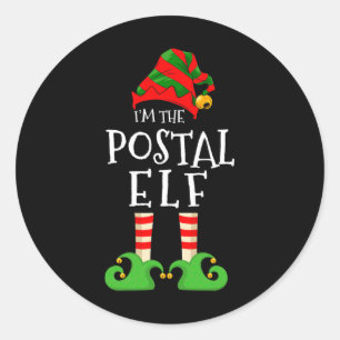 I'm The Postal Elf Funny Matching Christmas Pajama Classic Round Sticker