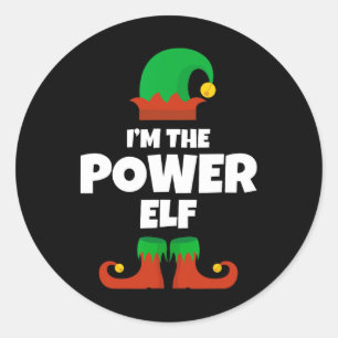 I'm The Power Elf Family Pajama Christmas Funny  Classic Round Sticker