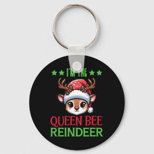 Im The Queen Bee Reindeer Christmas Key Ring