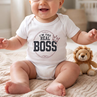 I'm The Real Boss Baby Funny Matching Mum & Baby Bodysuit