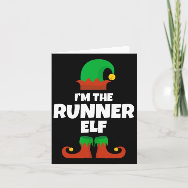 I'm The Runner Elf Family Pajama Christmas Funny R Card (Front)
