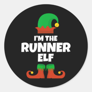 I'm The Runner Elf Family Pajama Christmas Funny R Classic Round Sticker