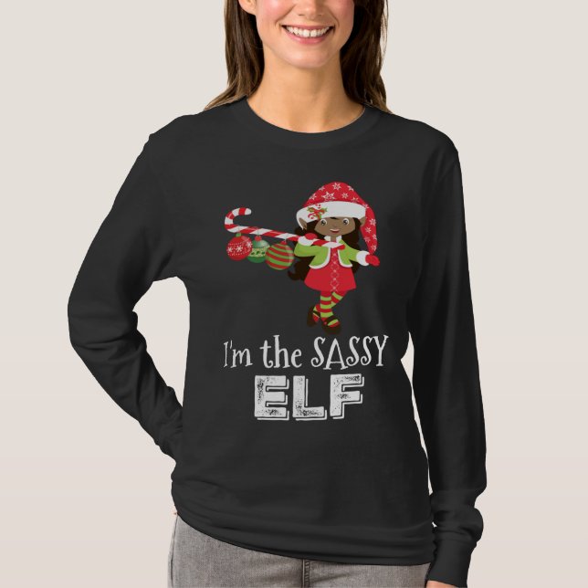 I'm the Sassy Elf African American Girl 5 Matching T-Shirt (Front)