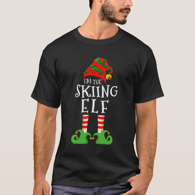 I'M The Skiing Elf Funny Matching Christmas Pajama T-Shirt (Front)