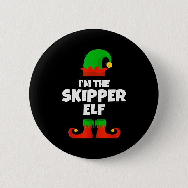 I'm The Skipper Elf Family Pajama Christmas Funny  6 Cm Round Badge (Front)