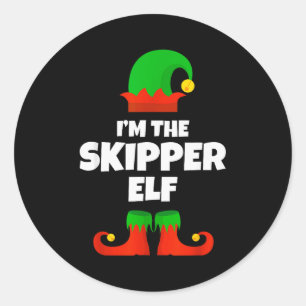I'm The Skipper Elf Family Pajama Christmas Funny  Classic Round Sticker