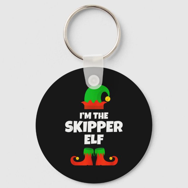 I'm The Skipper Elf Family Pajama Christmas Funny  Key Ring (Front)