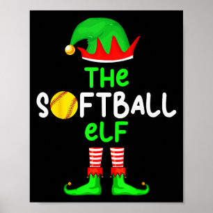 I'm The Softball Elf Christmas Family Matching Paj Poster