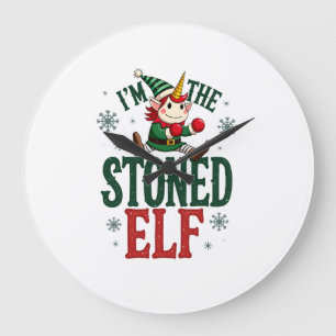 Im The Stoned Elf Vintage Christmas Dabbing Unicor Large Clock