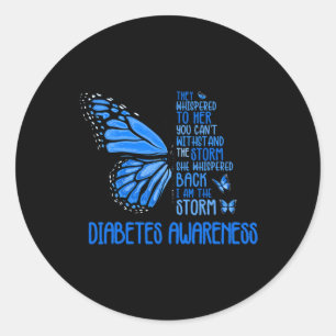 I'm The Storm Strong Butterfly Blue T1D Diabetes A Classic Round Sticker