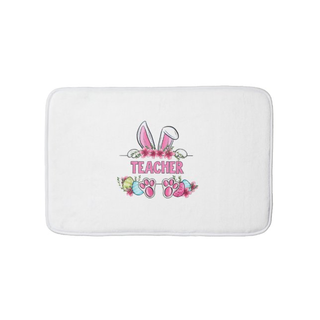 I'm The Teacher Bunny Easter Day Rabbit  Bath Mat (Front)