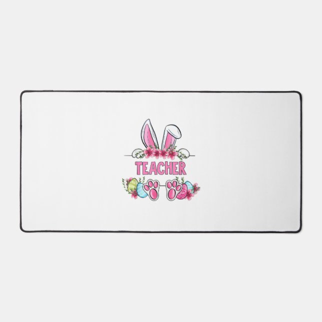 I'm The Teacher Bunny Easter Day Rabbit  Desk Mat (Front)