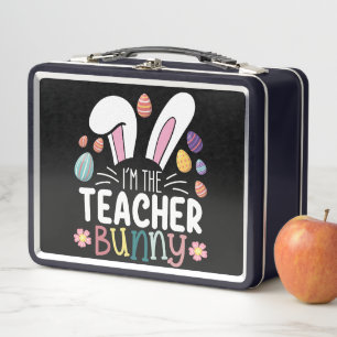 I'm The Teacher Bunny Easter Matching Metal Lunch Box