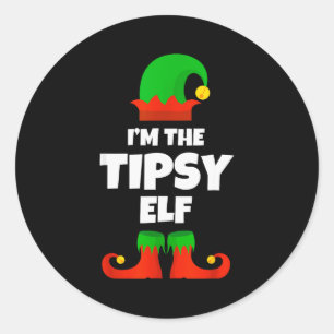 I'm The Tipsy Elf Family Pajama Christmas Funny  Classic Round Sticker
