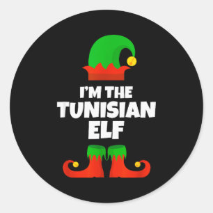 I'm The Tunisian Elf Family Pajama Christmas Funny Classic Round Sticker