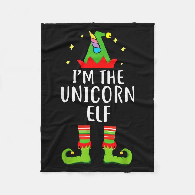 I'm The Unicorn Elf Matching Family Group Christma Fleece Blanket (Front)