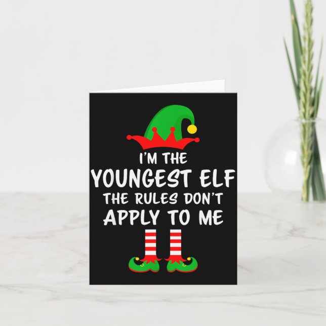 I'm The Youngest Elf Matching Family Christmas  Card (Front)