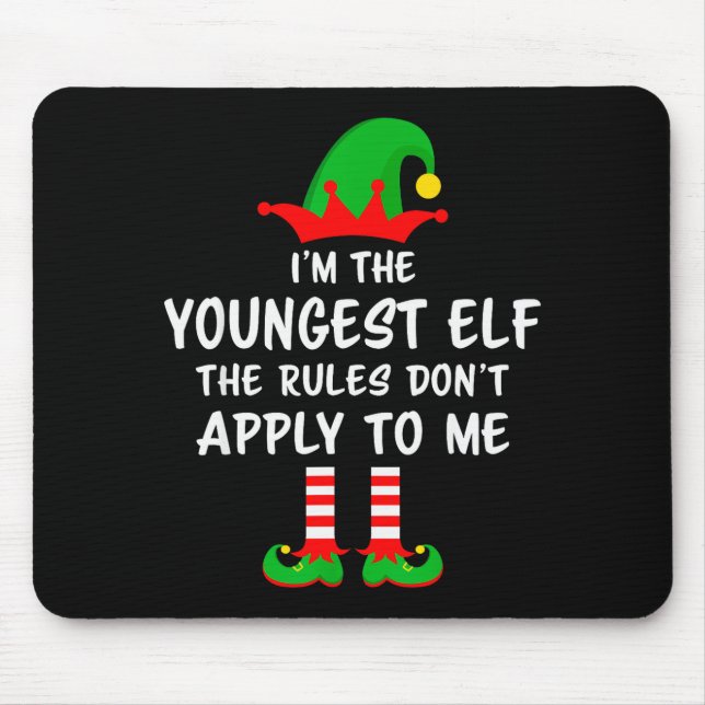 I'm The Youngest Elf Matching Family Christmas  Mouse Pad (Front)