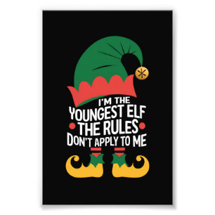 I'm The Youngest Elf Matching Family Christmas Photo Print