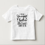 I'm The Youngest Sister Birthday Stepsister Funny Toddler T-Shirt<br><div class="desc">I'M THE YOUNGEST SISTER RULES DON'T APPLY TO ME. Funny saying gift for sister, stepsister, sibling, women, mum, girls, toodler, baby. This is the perfect gift tee for Sis, Funny sister lover gift for you best mum or dad who loves sister daughter. Great gift tshirt for a birthday, Christmas and...</div>