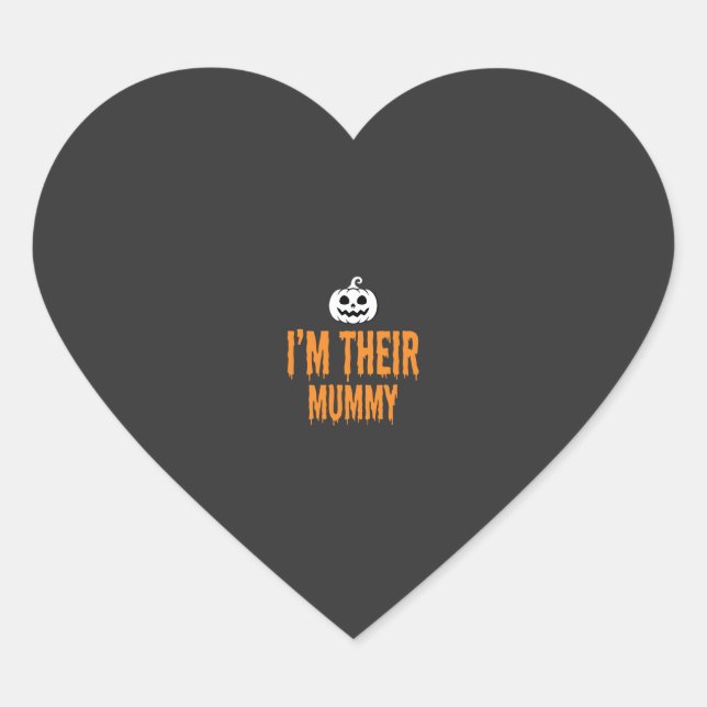 I'm Their Mummy Halloween Mummy Design Heart Sticker (Front)