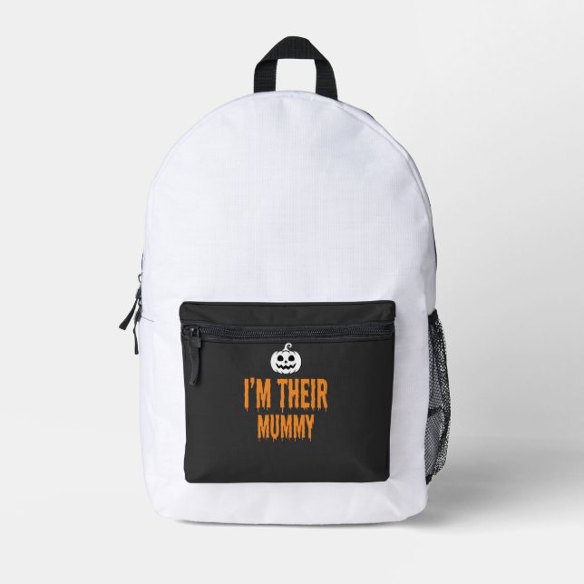 I'm Their Mummy Halloween Mummy Design Printed Backpack (Front)