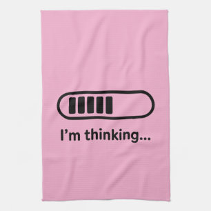 I'm Thinking... Loading Progress Bar Pink Minimali Tea Towel