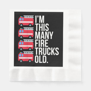 Im This Many Fire Trucks Old T-Shirt Four Year Old Napkin