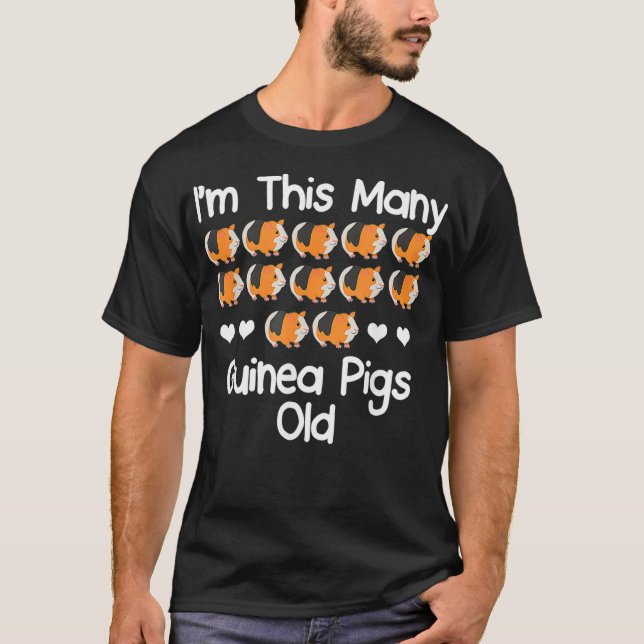 Im This Many guinea pigs Old 12 year old birthday  T-Shirt (Front)